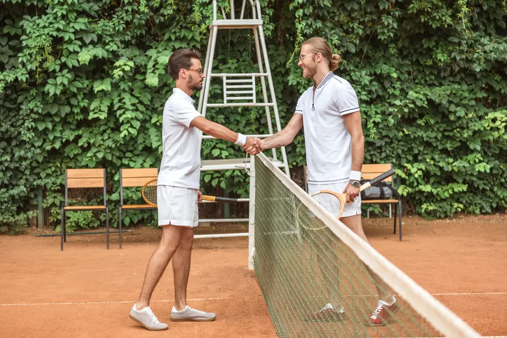 Tennis sportsmanship handshake