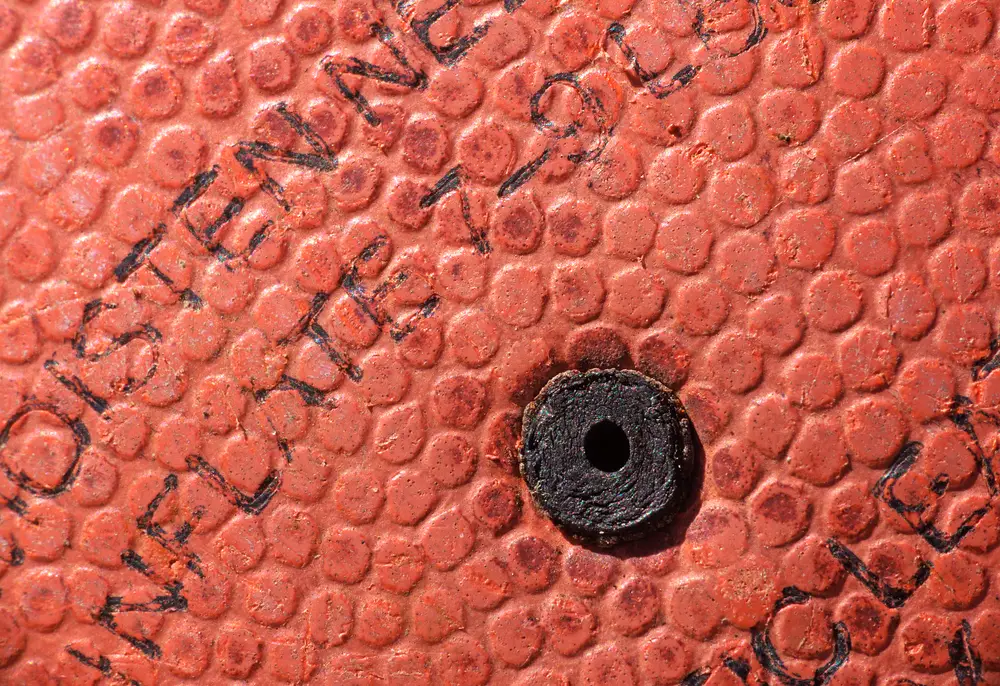 air chamber hole of an old basketball