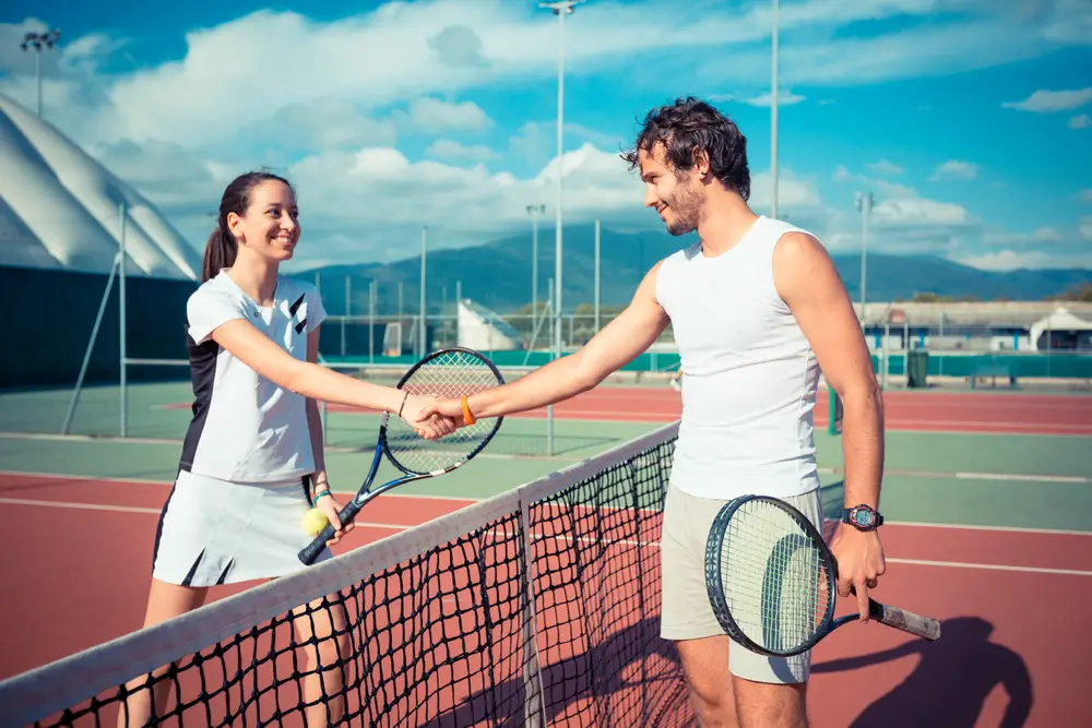 Tennis Players Giving Handshake