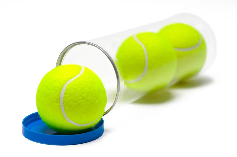 open can of tennis balls
