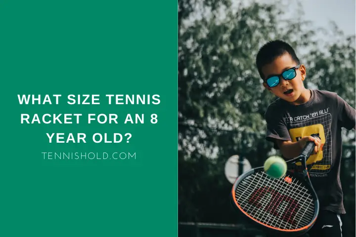 What Size Tennis Racket For A 8 Year Old?; an 8-year-old boy serving a ball